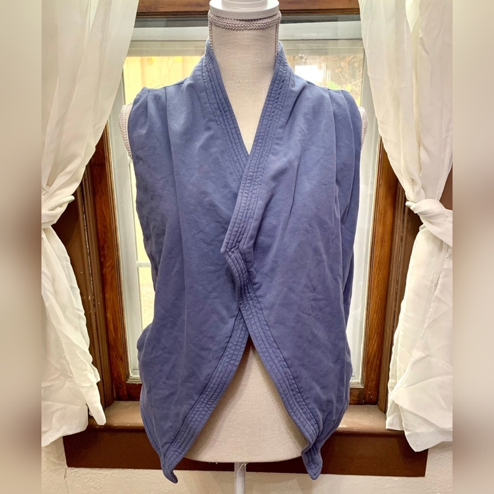 Open Front Blue Sleeveless Top